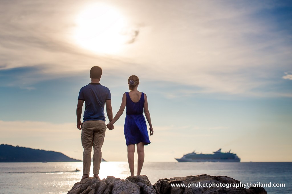 couple at kalim beach , phuket , thailand