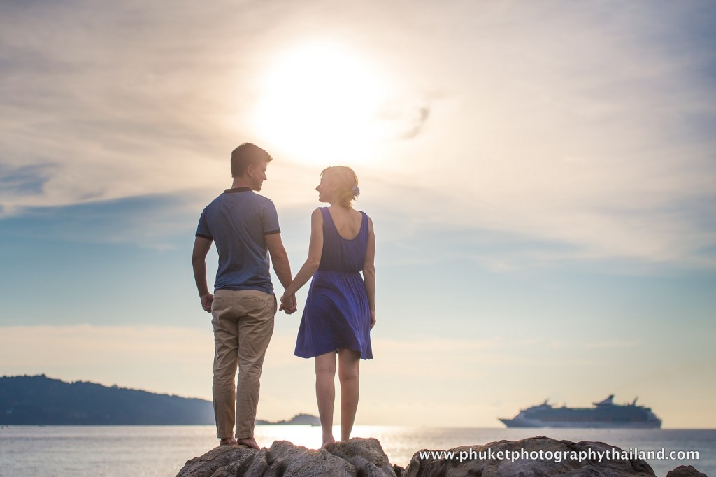 couple at kalim beach , phuket , thailand