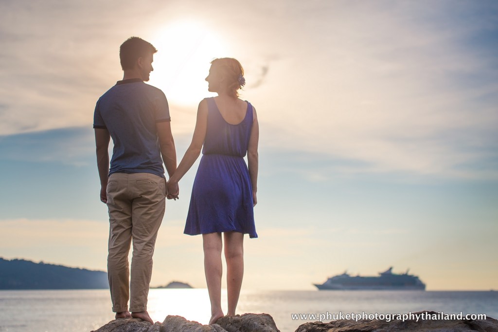 couple at kalim beach , phuket , thailand