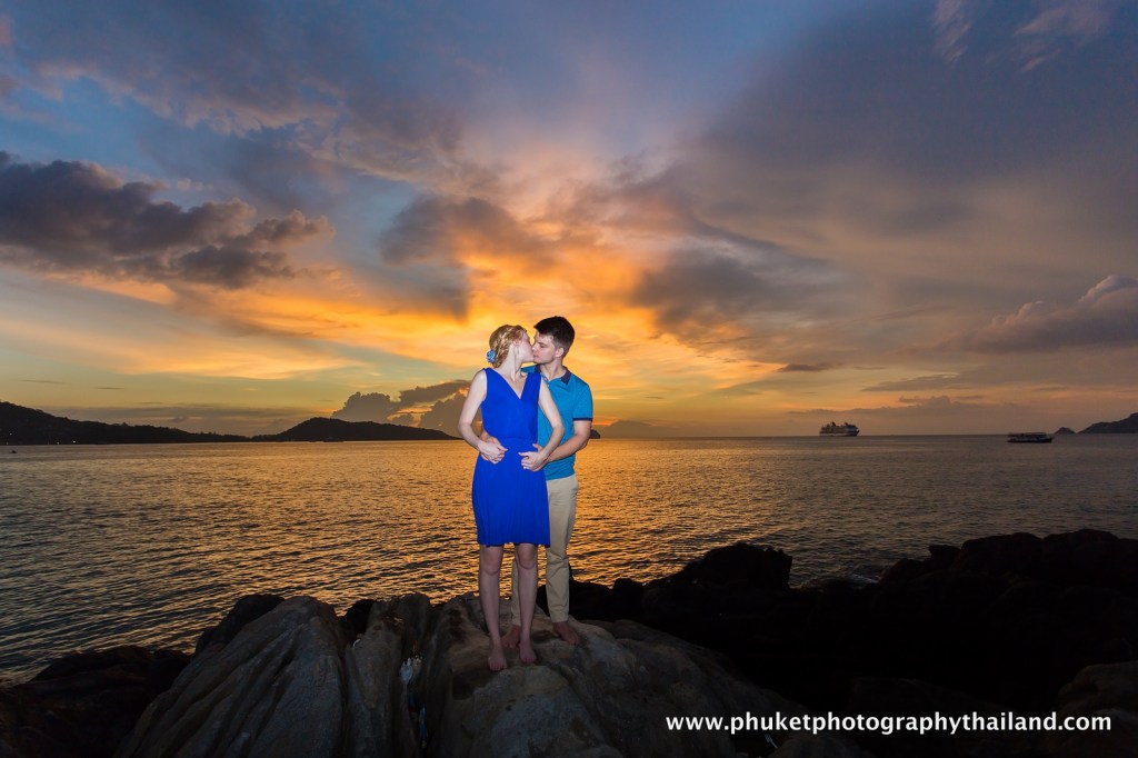 couple at kalim beach , phuket , thailand