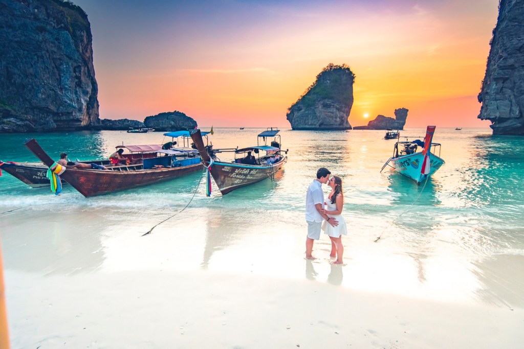 Honeymoon photoshoot at Phi Phi island Krabi Thailand at Phi Phi Krabi Thailand
